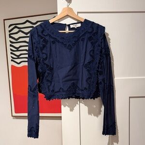 Sea New York Midnight Blue Embroidered Blouse size L